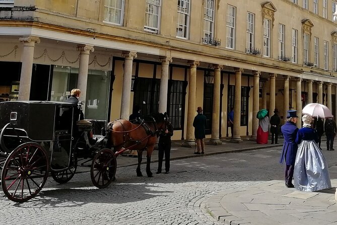Bridgerton Film Locations - Bath - Private Walking Tour - Cross Bath gossip near the Roman spa quarter