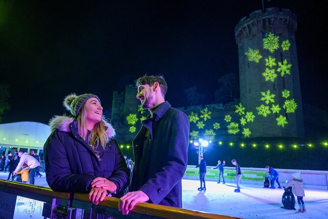 Christmas at Warwick Castle - Light Trail & Ice Skating Packages - Warwick Castle after sunset