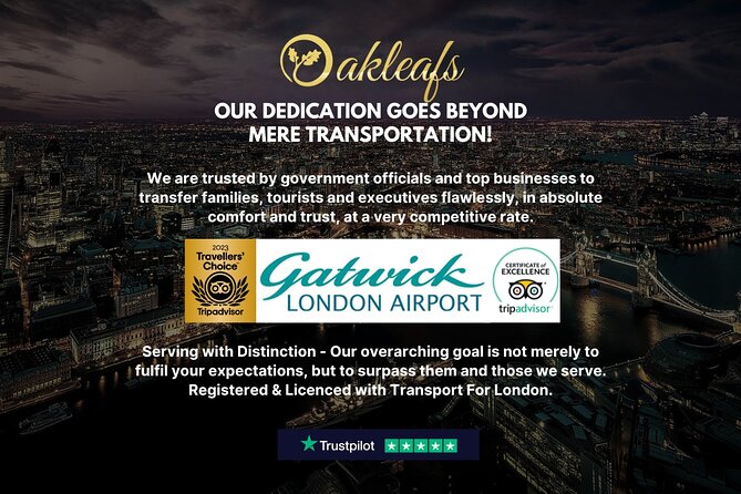 Gatwick Airport - To & From Central London - Private Transfer - Key points to know before booking