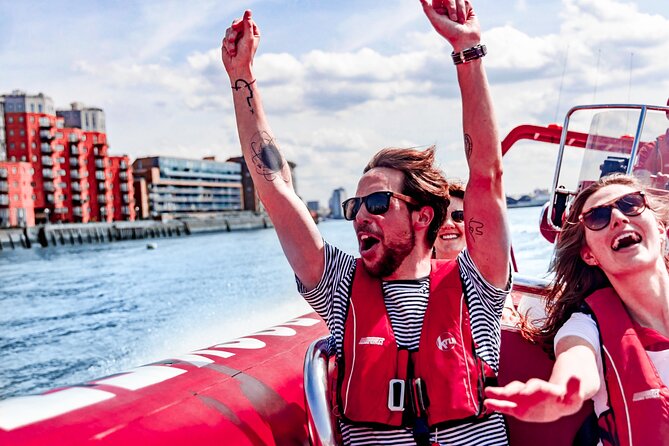 High-Speed Thames River Speedboat in London - Passing under Tower Bridge