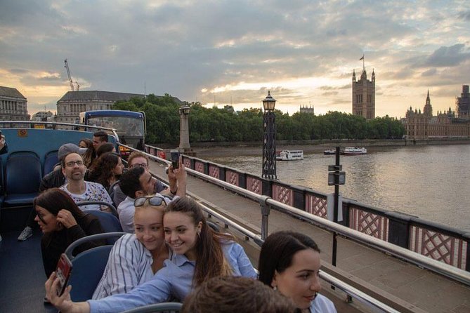 London by Night Sightseeing Open Top Bus Tour with Live Guide - The London Eye and the River Thames