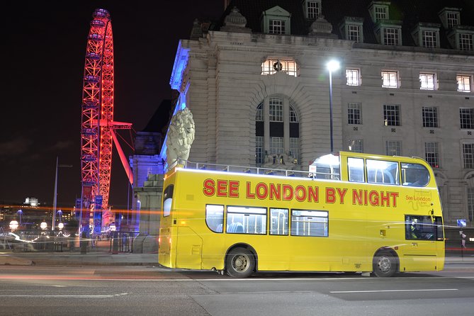 London by Night Sightseeing Tour - Open Top Bus - The London Eye and Westminster by floodlight