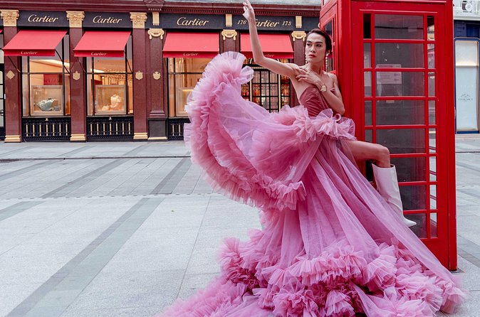 Luxury Pinky Dress Photoshoot in London Photographer - The dress, sizing, and preparation guide
