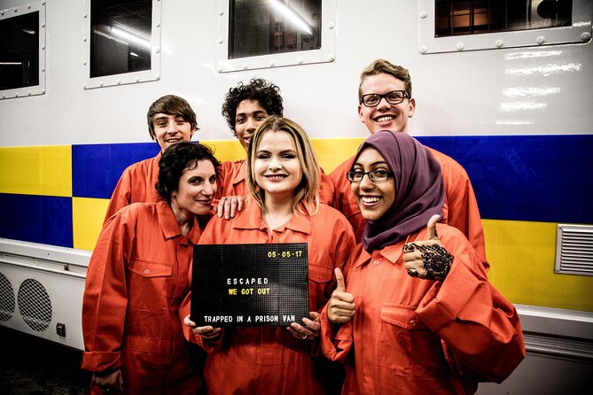 Private Prison Van Escape Game - London Immersive Experience - The Team Photo at the End