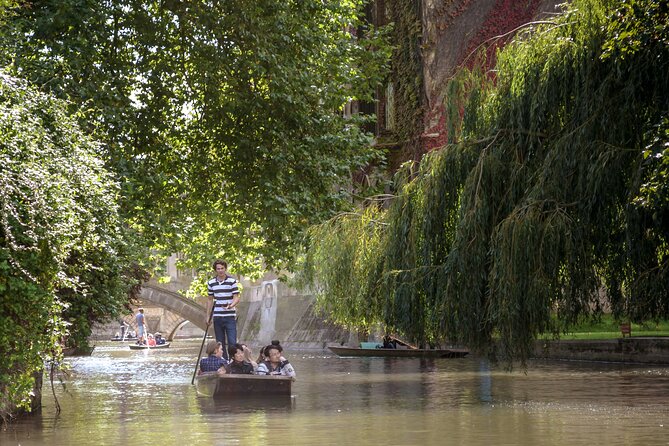 Shared Guided Punting Tour of Cambridge - The wooden bridge and the colleges along the Backs